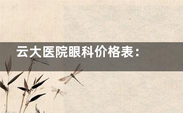 云大医院眼科价格表：近视手术1万起，白内障手术3k +，角膜塑形镜6000元起，各项目价格区间及适用人群明晰